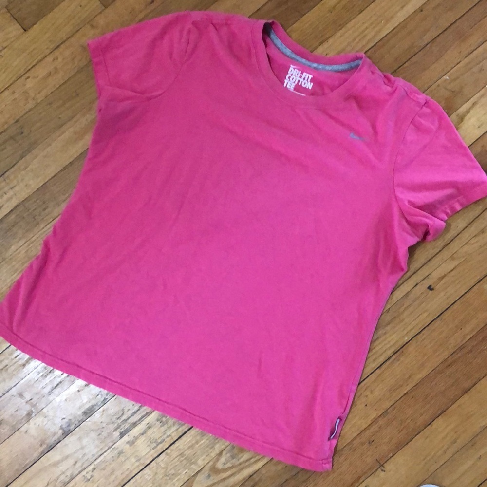 Nike dri-fit cotton tee hot pink logo